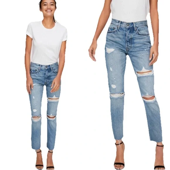 GRLFRND Karolina High Waisted Distressed Skinny Women’s Blue Jeans Size 25 - Picture 1 of 16